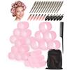 lulir Bigodini Grandi per Volume - 50 Pezzi Bigodini Morbidi per Dormire, con Mollette, Set Bigodino Autoadesivi in 4 Misure (25/36/48/60 mm) per Capelli Lunghi, Medi e Corti, Styling Fai da Te (Rosa)