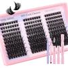WENDY LASHES Kit Extension Ciglia Finte Ciuffetti 100D, Lunghezze Miste 9-16mm Curl D, Include Bond & Seal, Pinzette e Spazzola, Set Completo per Ciglia Finte Naturali a Casa