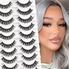 Glowing Win 10 paia Ciglia Finte Naturali Russian Strip Lashes Cat Eye 3D Naturale, Folte Riutilizzabili, per Volume, Fatte a Mano