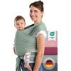 Laleni Fascia Neonato fino a 15kg in Morbido Cotone - Fascia Porta Bebe dalla nascita - Fascia Neonato Porta Bebe Certificata OEKO-TEX - Fascia Bebe Lunga 5,10m - Fascia Elastica Neonato Verde