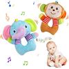 JoyPlus Giocattolo Sonaglio Neonati, Giochi Sensoriali per Neonati, Giochi Peluche Neonato, Sensoriale di Peluche Animali Giocattoli per 0-12 Mesi Bambini (Elefanti e Scimmie)