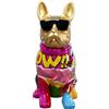 Kare Figura decorativa di design graffiti Dog, oro/colorato, cane, fatta a mano, pezzo unico, design animale, oggetto decorativo per soggiorno, scaffali, idea regalo, 20 x 10 x 13 cm (altezza x