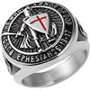 HZMAN Cavalieri Templari Anello da Uomo Efesini 6:13-17 Croce Rossa Design Uomo Acciaio Inossidabile Anello Gioielli Regalo, 11 mm, Metallo, Non pietra preziosa