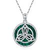 JFASHOP Collana con nodo celtico, in argento sterling 925, con ciondolo malachite, per donna, collana celtica, idea regalo per ragazze, uomini e bambini, Argento sterling, Malachite