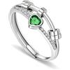 GAZIL Anello antistress regolabile a doppio strato, anello in argento per donna con zirconia cubica, gioiello rotante per sollievo dallo stress,San Valentino regalo per ragazze e donne (Verde)