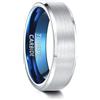 083BASE Unisex Anello in Tungsteno Nero/Blu Argento, 4mm/6mm/8mm di Larghezza, Design in Metallo Spazzolato, Bordi Smussati, Gioiello da Donna/Uomo in Varie Misure, 60（19）