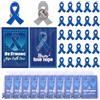 WANDIC Set di 30 spille con nastro blu, per la sensibilizzazione sul cancro al colon e alla prostata, in metallo, con cartoncino, sacchetti a rete individuali, per attività commemorative