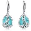 PRAYMOS Orecchini a forma di goccia con pietra portafortuna, da donna, alla moda, in argento Sterling 925, ipoallergenici, gioielli in filigrana a goccia, Argento