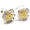 Silberschmuck - BG Orecchini da donna, in argento placcato oro, motivo loto, argento sterling, 8 mm, Argento sterling, Agata