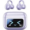 vashoy Cuffie Bluetooth con clip, cuffie sportive Bluetooth 5.4, auricolari aperti, IPX5, impermeabili, display digitale, tipo aperto, adatto per sport/fitness/corsa (viola)