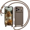 Coiwxmoi Cover per iPhone 17 Pro 6,3 con Cordino, Custodia con Laccio Collana Tracolla Regolabile Sottile Silicone Morbido TPU Bumper Antiurto AntiGraffio Protettiva Case per iPhone 17 Pro, Cachi