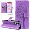 Dcjlbo Cover per Samsung Galaxy A37 5G Custodia in Pelle Portafoglio a Libro con Pellicola Vetro Temperato Porta Carte Motivo Flip Case Antiurto Custodia-Viola