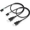 PNGKNYOCN Cavo adattatore USB a 4 pin femmina della scheda madre, 2 pacchetti USB 2.0 Tipo A maschio a 4 pin femmina della scheda madre (50 cm)
