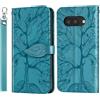 Rostsant Custodia per Google Pixel 10a 5G Cover a Slot per Carte Portafoglio in Pelle PU Custodia a Libro Albero in Rilievo Cover Telefono per Google Pixel 10a 5G Blu