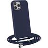 MyGadget Cover per iPhone 12 | 12 Pro - Custodia con Corda - Case con Cordino Opaca Antiurto | Bumper con Laccio | Tracolla - Practical Stylish - Blu scuro