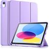Vobafe Custodia per Cover iPad A16 11 Generazione/iPad 10 Generazione(10,9/11 Pollici, 2022/2025 Modello), Retro in TPU flessibile con Portapenna, Auto Svegliati/Sonno, Lilla Viola