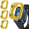 iVoler 3 Pezzi Cover per Apple Watch 41mm / 40mm SE (2025/2022 / 2020) Series 9 8 7 6 5 4 (Senza Pellicola Protettiva), Sottile Custodia Antiurto Anti-Graffio Morbida TPU iWatch Bumper Case, Oro