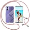 ISOI Cover con Cordino per Motorola Edge 30 Neo, Custodia Trasparente con Collana Tracolla Laccio Collo Ultra Sottile Morbido TPU Silicone Antiurto AntiGraffio Antiscivolo Case, Rosa