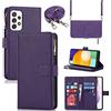 Cavor Cover Samsung A52/A52S con Cordino,Flip Leder Portafoglio Custodia in Pelle,[9 Porta Carte][Chiusura Magnetica],Custodia Libro Cover con Laccio per Samsung Galaxy A52/A52S 5G - Viola