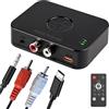 Synclum Adattatore Bluetooth 6.0 stereo, doppia connessione 3,5 mm AUX & RCA output, ricevitore Bluetooth per altoparlanti, amplificatore e autoradio, ricevitore audio HiFi Bluetooth con telecomando e 3D
