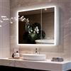LUVODI Bluetooth Specchiera Bagno Contenitore con Luce LED 80x70 cm: Mobile Bagno Specchio con Luce 2 Ante Presa Elettrica, Ripiani Regolabili, Antiappannamento, Dimmerabile 3 Colori Luce, Funzione Memoria