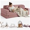 TIPICHOU Divano modulare per bambini - transformable in divanetto letto a 2 posti per bambino o bambina, area giochi, poltrona, materasso da pavimento, regalo bambini, Possibilità di gioco infinite (Rosa)
