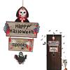 KARELLS Cartello da Appendere in Legno di Halloween,Benvenuto per Porta e Finestra,Decorazione di Halloween,Ciondolo Decorativo a Forma di Teschio e Pipistrello