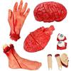 AOFOX Puntelli di Sangue 9 Pezzi Falsi Spaventosi Mano mozzata Cuore Cervello Piede Rotto Parti del Corpo per la casa stregata Halloween Vampiro Zombie Rifornimenti del Partito