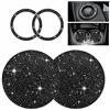 Yungeln 2 Pezzi Universali Bling Sottobicchieri per Auto con Pulsante di Avviamento Auto Anello di Strass Emblema Adesivo Universale Antiscivolo Portabicchieri in Silicone Inserto Strass di Cristallo