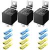 GUUZI 3 Pack 24V 40 Amp Relè Auto DC 4 Pin SPST - Kit Relè per Camion Automobilistico Furgone Moto Barca (12 Pezzi Terminale in Nylon)