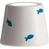 Zafferano, Poldina Cover, Cover in Ceramica Decorata a Mano per Lampada da Tavolo, Paralume Compatibile con le Lampade Poldina, Made in Italy, Ø13 x 10 cm, Color Bianco - Pesci Azzurri