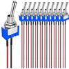 GUUZI 10pcs 6A/125V 3A/250V ACCESO/SPENTO Interruttore a Levetta in Precablato Miniatura 2 Terminali 2 Posizioni Interruttore a Levetta SPST MTS-101