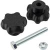 AERZETIX - Set di 8 manopole di serraggio M8 a forma di stella in plastica nera + 4 viti M8x60 mm a 6 punti e 4 dadi esagonali M8 | corsa di serraggio massima 22 mm