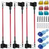 GUUZI 6pcs 12V-24V Adattatore Fusibile Micro 2 Circuito Aggiuntivo con Cablaggio,Portafusibili Micro 2 con Fusibili Sostitutivi 6pcs(5A/10A/15A)