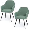 MEIVINES Copri Sedia da Cucina 2Pcs Copri Poltrona Elasticizzato Coprisedia Ufficio Copripoltrona con Braccioli Rimovibile e Lavabile per Sala da Pranzo, Cucina, Banchetti (2, Verde, universale)