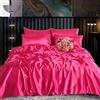 Rooee - Set completo di biancheria da letto in raso di seta, 6 pezzi, lenzuolo con angoli, copripiumino, 4 federe. Colore - Rosa Fucsia Taglia - Matrimoniale