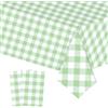 COSORO 2 Pezzi Tovaglia Plastica Rettangolare,137*274cm Tovaglia Antimacchia Impermeabile Verde Chiaro Bianco Quadri Grande,Tovaglie per Festa Decorazione Desktop per Festa di Compleanno Matrimonio Natale