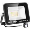 YOJZMA 20W Sensore di movimento Luce esterna, 2000LM LED Flood Luci esterne 3000K Luce diurna Bianco caldo Luci di sicurezza impermeabili IP67 per giardino, garage, cortile, campo sportivo, patio