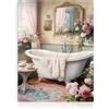 Dazzlewall Decorazione Murale Bagno Elegante, Poster con Vasca a Tema di Rose Rosa Romantiche per Bagno Toilette 30×40 cm Senza Cornice