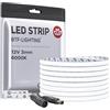 BTF-LIGHTING Ultra Sottile 3mm FCOB COB Striscia LED Certificata CE 6000K Bianco Freddo 5M 12V 400LEDs/m Uniforme Senza Punti CRI>90 Per Illuminazione Cucina Sotto Pensile,Camera,Guardaroba,Scaffale