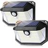 Eageen Faretti Solari a LED da Esterno con Sensore di Movimento IP65 Impermeabile Luci Solari Esterno Potenti Lampade a Parete Solare Illuminazione per Balcone Giardino Garage Terrazzo Nero 2 Pezzi