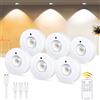 Epochglo Lampada LED da incasso da cucina, rotonda, ricaricabile tramite USB, senza fili, con telecomando e touch, dimmerabile con 3 temperature di colore, timer, montaggio magnetico, batteria a LED
