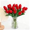 Probuk 20pcs Tulipani Artificiali Rossi in Mazzo - Simbolo di Passione e Amore, Decorazione per San Valentino, Matrimonio, Casa
