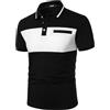 AIOIDI Polo Maniche Corte Righe in Cotone Uomo T-Shirt Moda Casual A-Bianco-Nero S