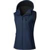 CMTOP Gilet Donna Softshell Impermeabile con Cappuccio, Fodera Leggera in Pile Smanicato Gilet, Antivento Sportivo Giacca Senza Maniche con Tasca per Primaverile Autunno Invernale(Bordeaux,XL)