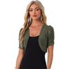Allegra K Coprispalle Donna Elegante Maniche Corte Trasparente Bolero in Chiffon Aperto sul Davanti Giacca Corta Estivo per Festa di Halloween Blu XS