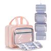 Chakipee Appendere Beauty Case da Viaggio Donna - Organizer Pochette Trucchi Impermeabile con Finestra Trasparente, Borsa da Bagno Leggera per Essenziali, Trucco, Shampoo Rosa, Grande