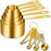 Cuteefun Set di 9 Misurino e Cucchiaio Dosatore, Cups Misurini In Acciaio Inox con Misure Metriche e Statunitensi, Dosatori Cucina per Ingredienti Secchi e Liquidi per Cucina, Forno, Bevande