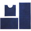 Hodeacc Set di 3 tappetini da bagno antiscivolo, ad alta densità assorbente, in morbida microfibra, lavabili in lavatrice, 50 x 50 cm, 40 x 60 cm, 50 x 80 cm, blu scuro