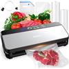 Pyukix Macchina Sottovuoto Alimenti 8-IN-1, Professionale 80KPA Vuoto Veloce, Stoccaggio Rotoli con Taglierina, Tubo a Vuoto, Conto alla Rovescia Digitale, 2 Sacchetti in Rotolo e 11 Sacchetti Sottovuoto
